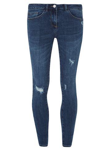 Dorothy Perkins Indigo Abrasion Slim Leg Jeans