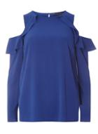 Dorothy Perkins Cobalt Blue Ruffle Cold Shoulder Top