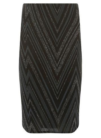 Dorothy Perkins Black Glitter Chevron Pencil Skirt