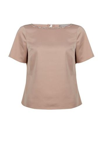 Dorothy Perkins Petite Blush Embellished Trim T-shirt