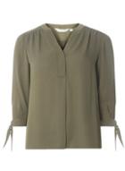 Dorothy Perkins Petite Khaki Tie Sleeve Shirt