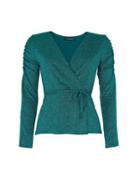 Dorothy Perkins *emerald Green Ruched Sleeve Top