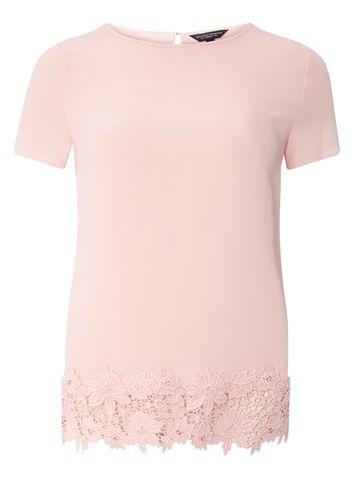 Dorothy Perkins Blush Crochet Hem T-shirt