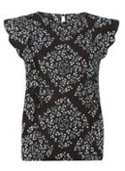 Dorothy Perkins Black Floral Frill Shell Top