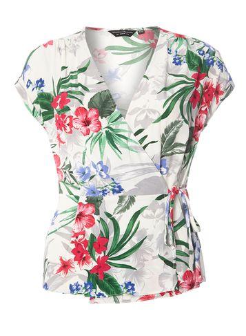Dorothy Perkins Ivory Tropical Wrap Top