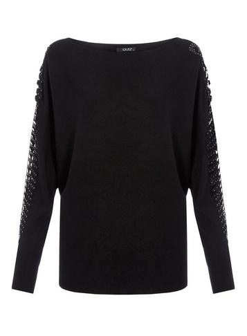 Dorothy Perkins *quiz Black Batwing Lace Jumper