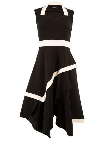 *feverfish Black Asymmetric Midi Dress