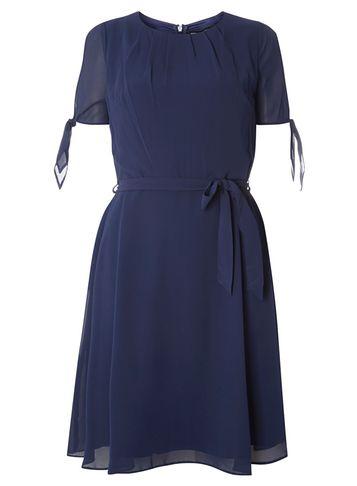 Dorothy Perkins Navy Chiffon Fit And Flare Dress