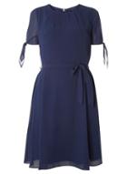 Dorothy Perkins Navy Chiffon Fit And Flare Dress