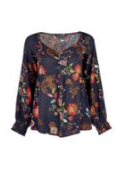Dorothy Perkins Blue Floral Print Ruched Front Top