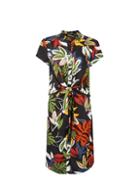 Dorothy Perkins *tall Black Tropical Print Twist Dress