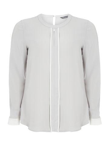 Dorothy Perkins Grey Pleat Long Sleeve Top