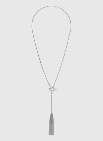 Dorothy Perkins Silver Tassel Lariat Necklace