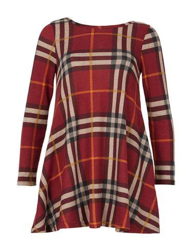 Dorothy Perkins *izabel London Burgundy Checked Swing Dress