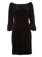 Dorothy Perkins *roman Originals Black Velvet Feather Shift Dress