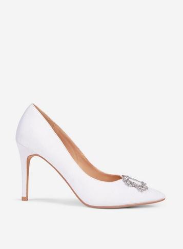 *showcase White Gladiator Square Jewel Court Shoes