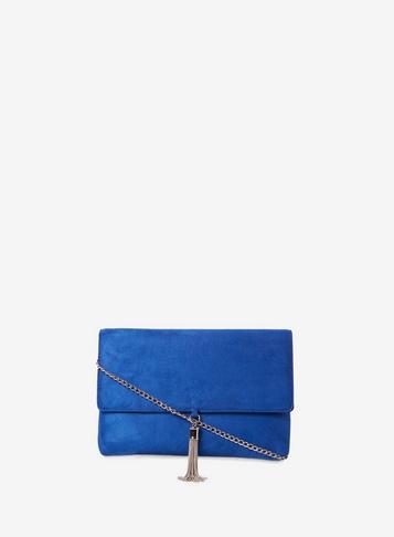 Dorothy Perkins Cobalt Metal Tassel Clutch Bag