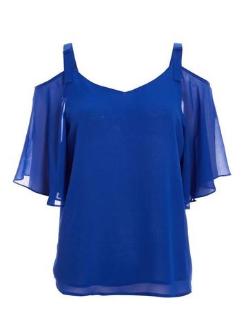 *quiz Royal Blue Chiffon Cold Shoulder Bow Top