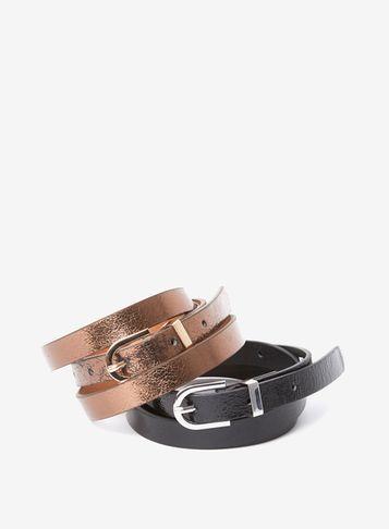 Dorothy Perkins 2 Pack Crackle Metallic Belt