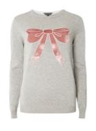 Dorothy Perkins Grey Velvet Bow Front Jumper