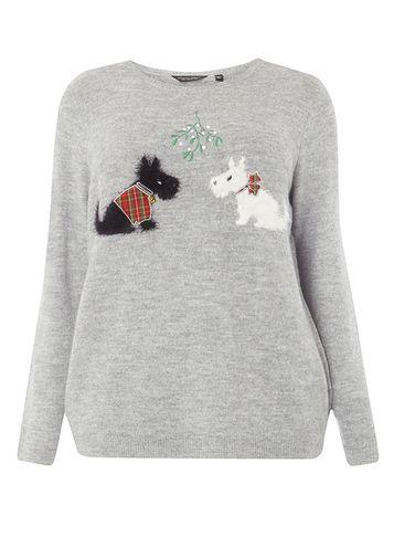 Dorothy Perkins Dp Curve Grey Fluffy Scotty Dog Jumper