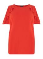 Dorothy Perkins Dp Curve Red Ruffle Cold Shoulder T-shirt