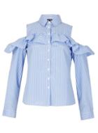 Dorothy Perkins *izabel London Blue Cold Shoulder Shirt