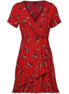 Dorothy Perkins *izabel London Red Leaf Print Wrap Dress