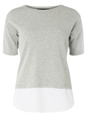Dorothy Perkins Grey Woven Hem T-shirt