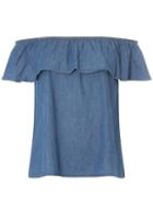 Dorothy Perkins *vero Moda Blue Bardot Frill Top