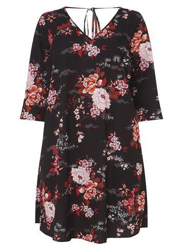 Dorothy Perkins Dp Curve Floral Print V-neck Swing Dress