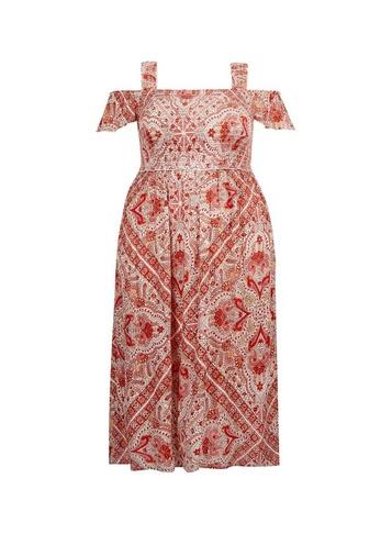 Dorothy Perkins *dp Curve Pink Paisley Print Shirred Midi Dress
