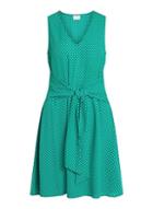 *vila Green V-neck Polka Dot Print Dress