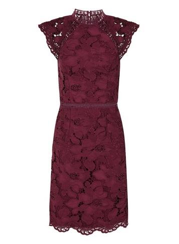 *chi Chi London Burgundy Crochet Bodycon Dress