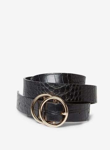 Dorothy Perkins Black Crocodile Double Circle Belt