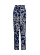 Dorothy Perkins *navy Blue Scarf Print Palazzo Trousers