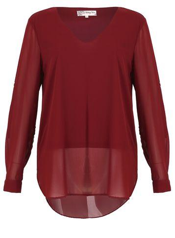 Dorothy Perkins *voulez Vous Wine Dropped Hem Blouse