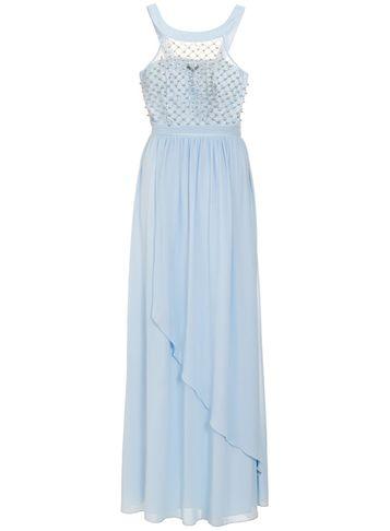 Dorothy Perkins *quiz Blue Hi-neck Glitter Waterfall Maxi Dress