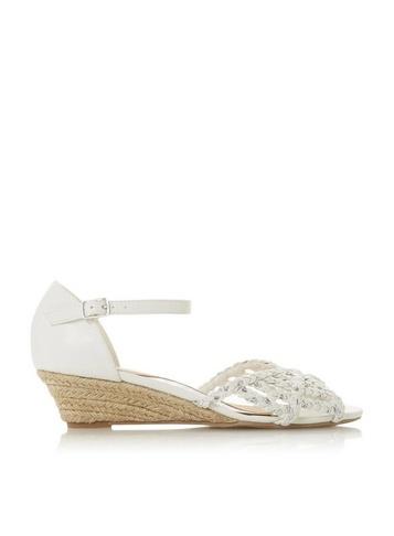*head Over Heels By Dune White Kealan Mid Heel Sandals
