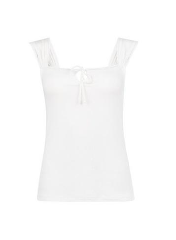 Dorothy Perkins White Ribbed Tie Front Vest