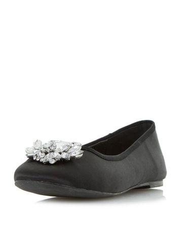 Dorothy Perkins *head Over Heels By Dune Black 'hiya' Flat Shoes