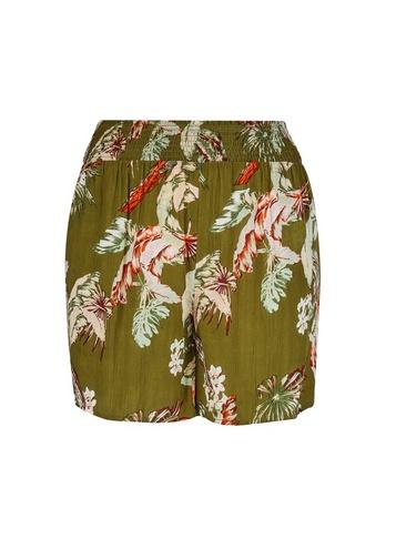 Dorothy Perkins *dp Curve Khaki Floral And Crinkle Print Shorts
