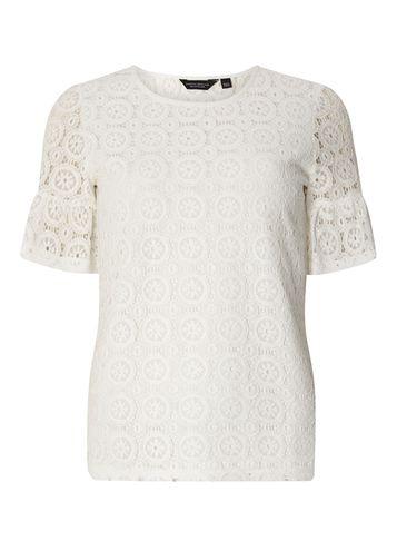 Dorothy Perkins Ivory Flutter Sleeve Lace Top