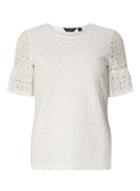 Dorothy Perkins Ivory Flutter Sleeve Lace Top