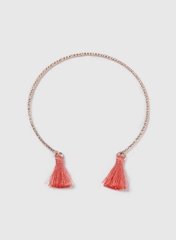 Dorothy Perkins Gold Look Coral Tassel Bangle