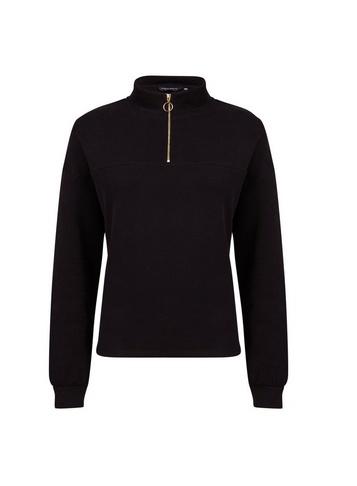 Dorothy Perkins Black Sweat Top With Zip Detail