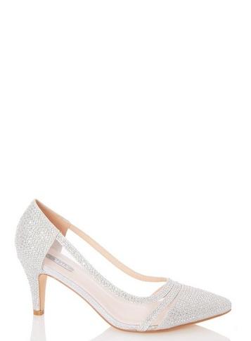 *quiz Wide Fit Silver Mesh Court Shoes