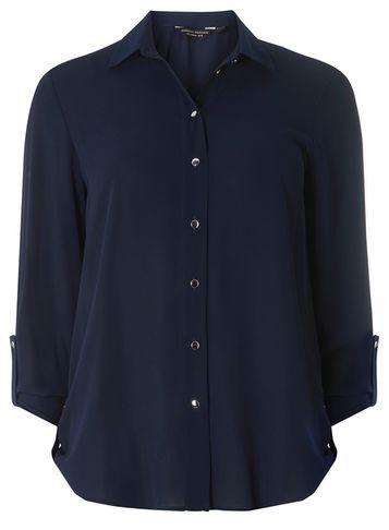 Dorothy Perkins Navy Tab Roll Sleeve Shirt
