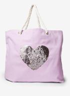 Dorothy Perkins *southbeach Lilac Heart Sequin Shopper Bag