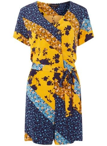 Dorothy Perkins Blue And Yellow Cutabout Horn Button Playsuit